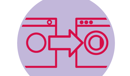 Piktogramm Pfeil zeigt von einer Waschmaschine auf eine andere Waschmaschine