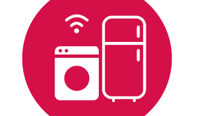 Piktogramm Waschmaschine und Kühlschrank mit Netzwerksymbol